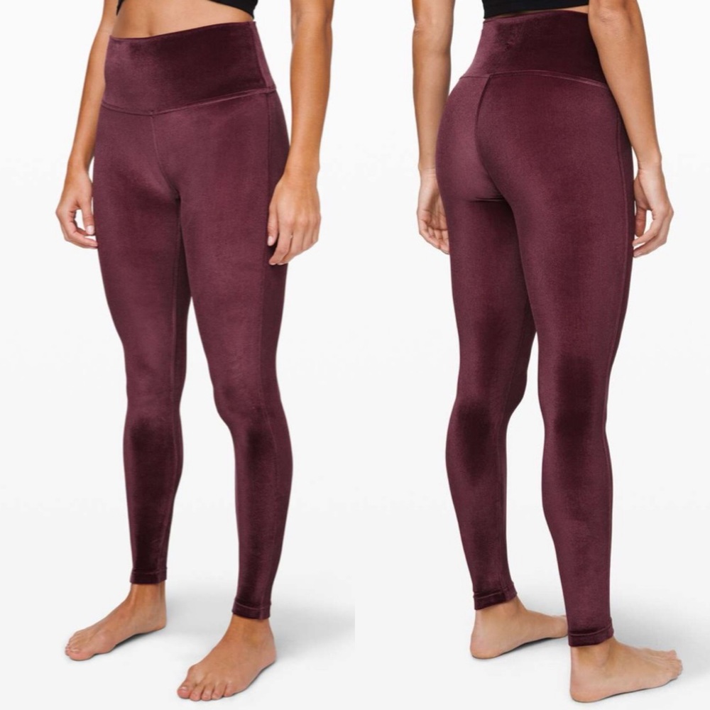 Lululemon Wunder Under Lounge High Rise Velvet Tight Leggings Garnet
